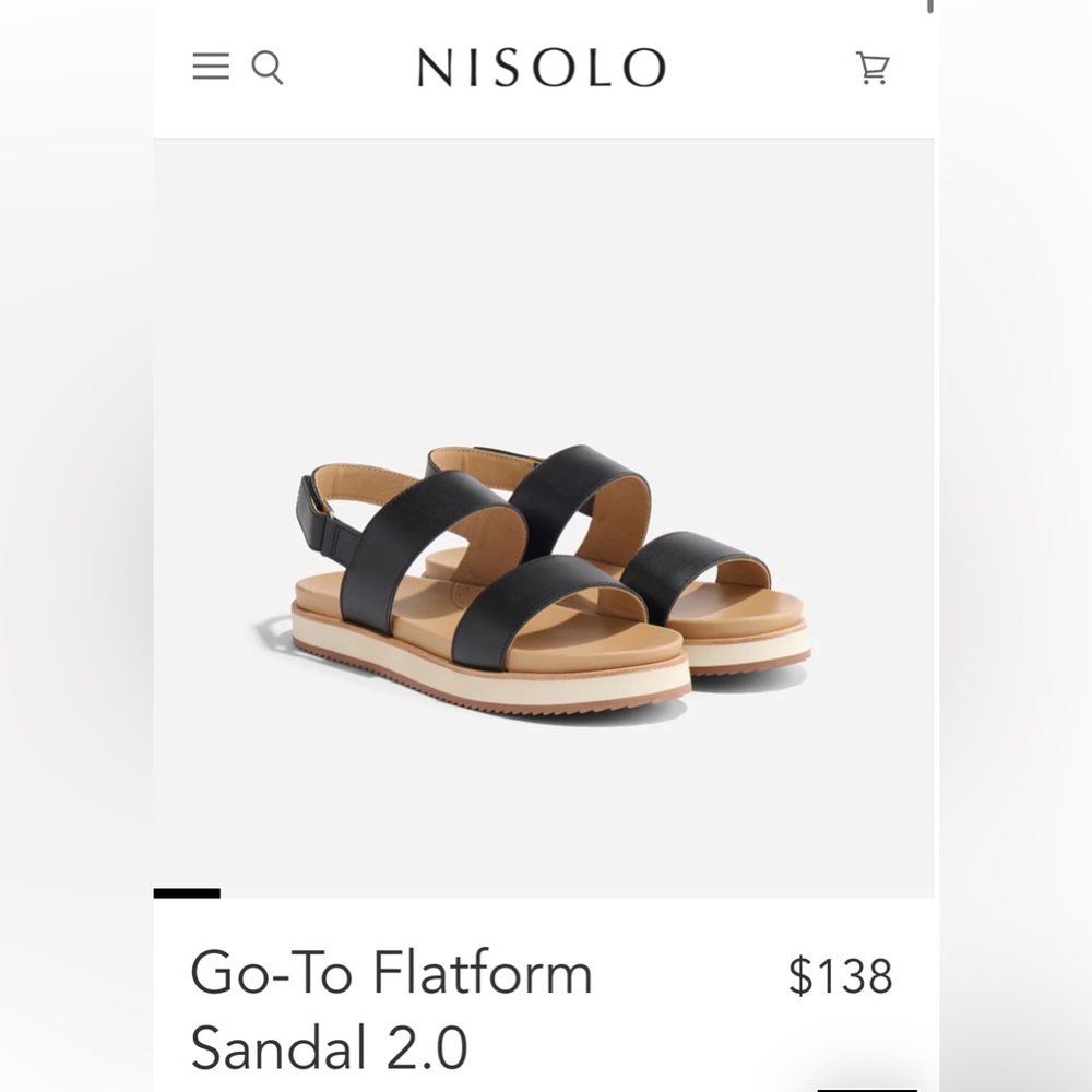 Brand new, unworn Nisolo Go-To Flatform Sandal 2.0 - Black size 6